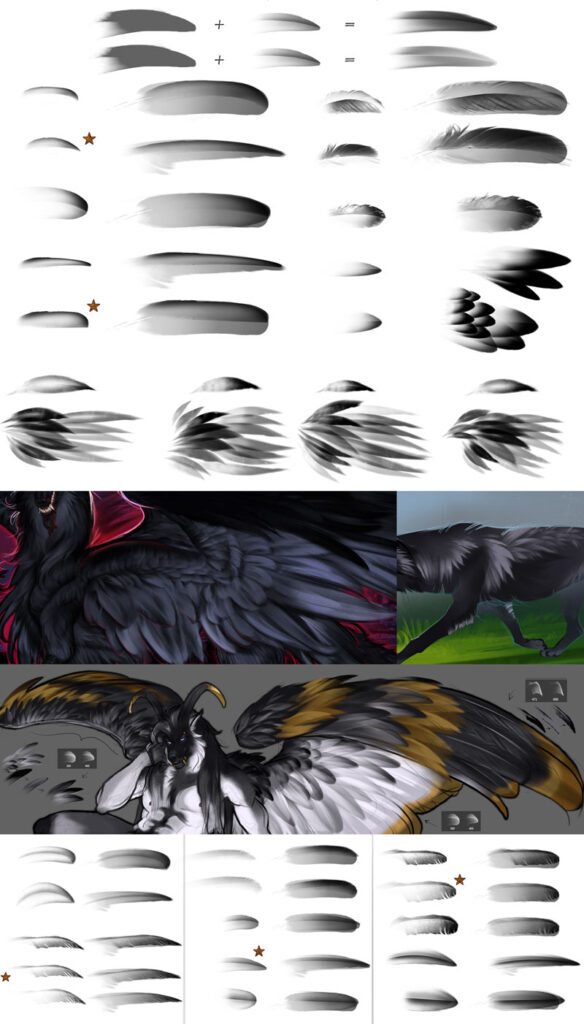 Pinceles gratuitos para pintar plumas y pelaje en Photoshop y Procreate